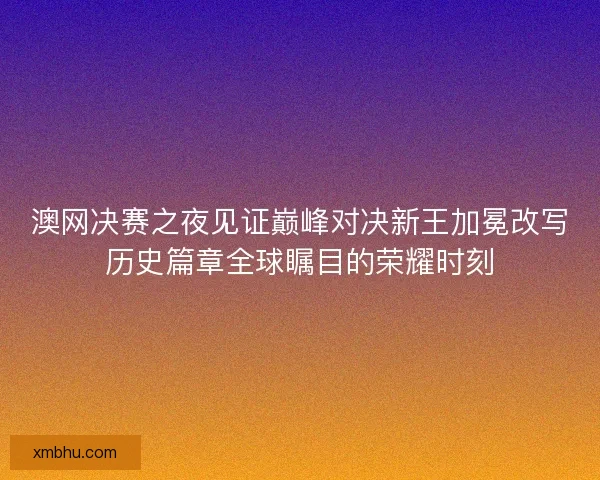 澳网决赛之夜见证巅峰对决新王加冕改写历史篇章全球瞩目的荣耀时刻