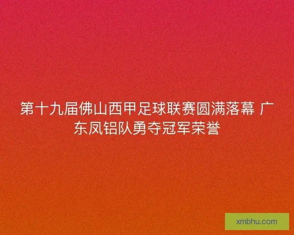 第十九届佛山西甲足球联赛圆满落幕 广东凤铝队勇夺冠军荣誉 第十九届佛山西甲足球联赛圆满落幕 广东凤铝队勇夺冠军荣誉